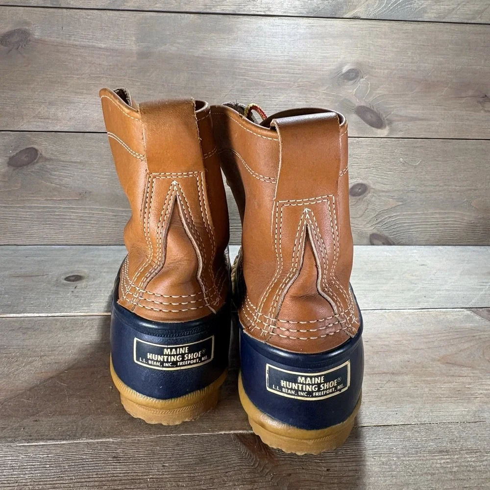 vintage ll bean duck boots womens size 9 shoes brown blue hunting winter rain